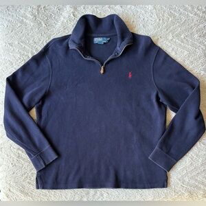 POLO Ralph Lauren Cotton Ribbed Quarter Zip Sweater L